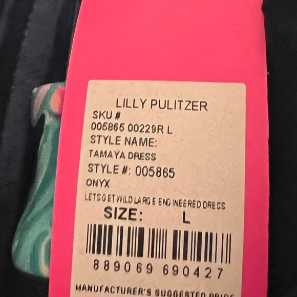 Lilly Pulitzer Tamaya Short Sleeve Dress in Onyx Let’s Get Wild Engineered L NWT - Picture 4 of 4